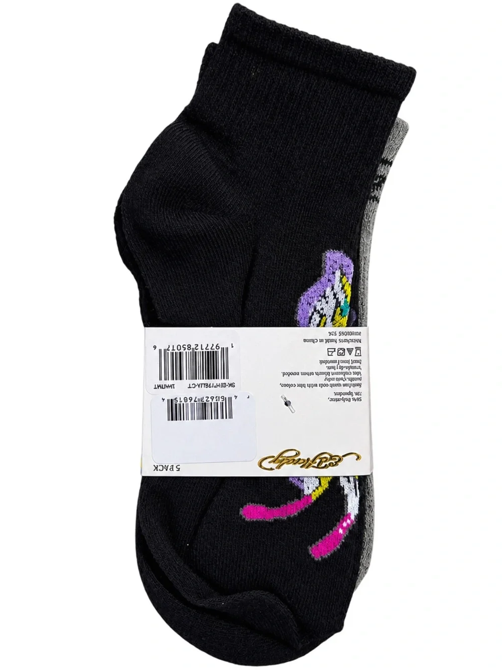 Ed Hardy Women’s 5 Pair Quarter Socks Y2K Tattoo Logo NWT